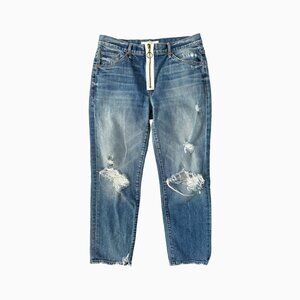 Mother Denim XYZ Saint Jeans 28 Crop Cotton Exposed Zip Distressed 90s Grunge